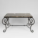 Table basse en fer forgé patiné et marbre, circa 1940