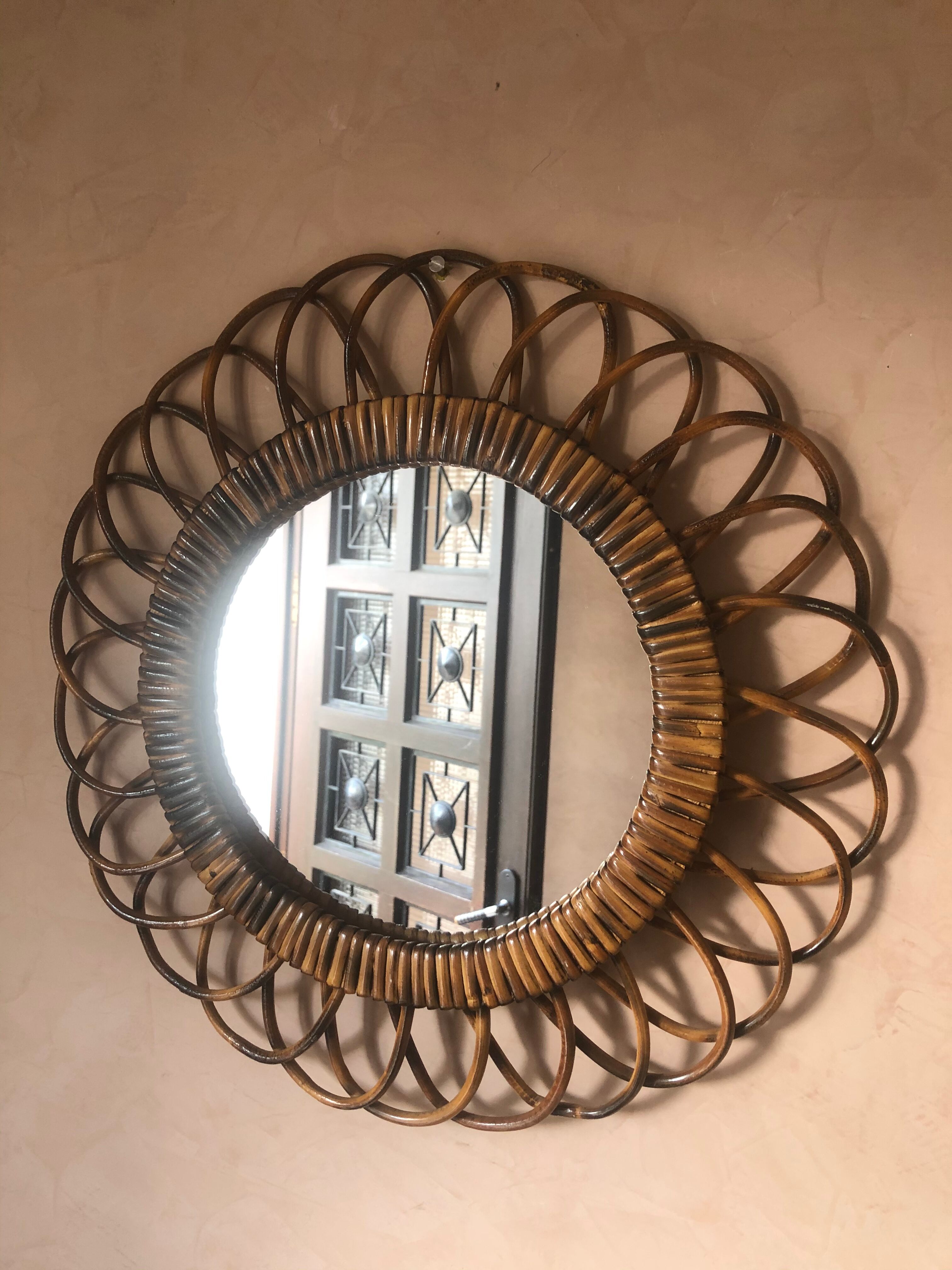 Rattan mirror 42cm