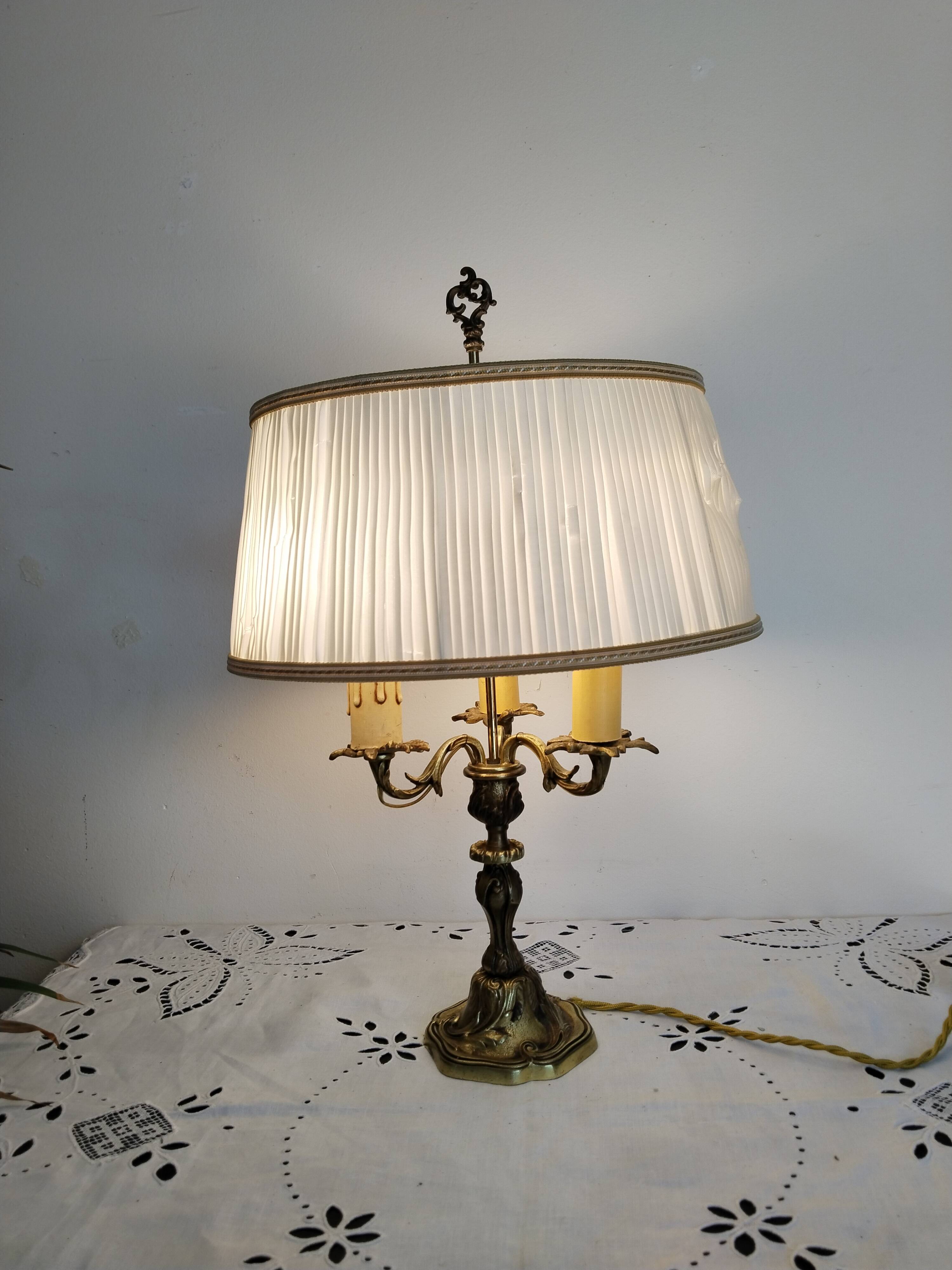 Bouillotte lamp in gilded brass, Empire style, 3 lights