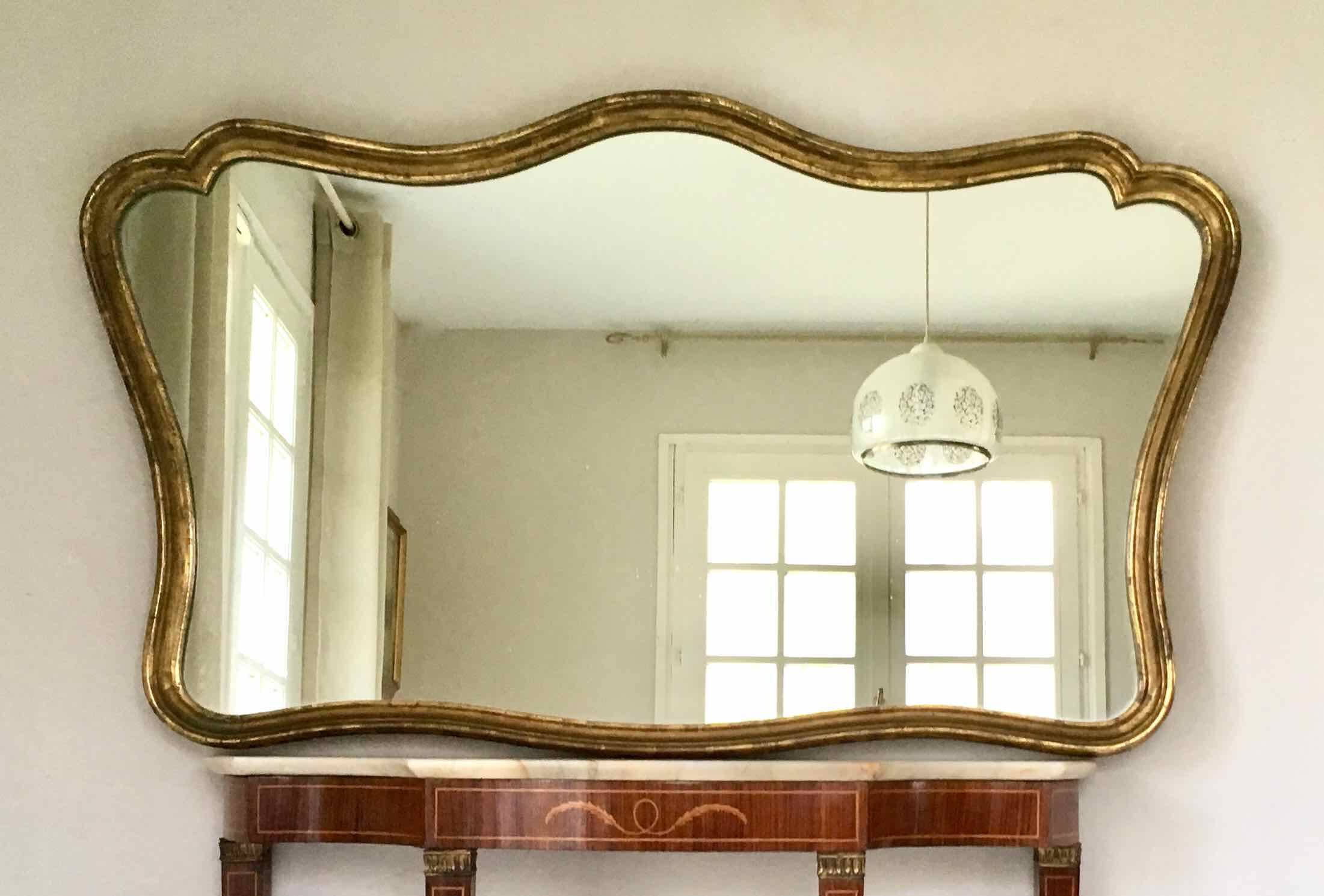 Large old gilded leaf mirror 131x76