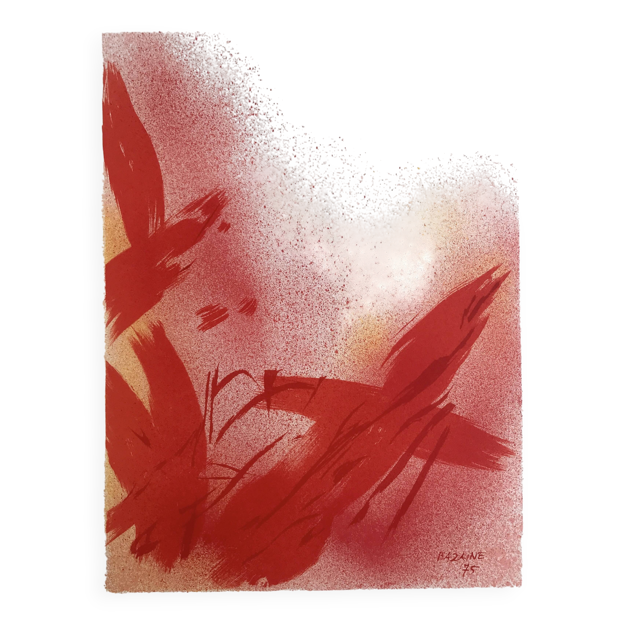 Jean bazaine, monograph in red, 1975. original lithograph