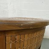 Side table in half-moon wood and bamboo