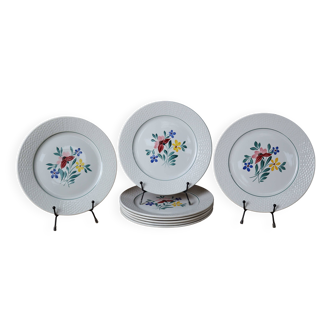 8 flat iron earth plates "Fabiola" Digoin Sarreguemines