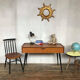 Bureau tricoteuse en teck vintage pieds compas fuseaux noir 1950 1960 style scandinave
