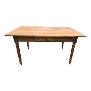 Table de ferme en chêne - tiroir