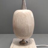 Philippe Barbier lamp - travertine, chrome-plated metal - 70s French design