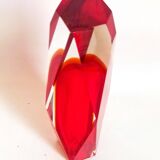 Bright red Murano Sommerso faceted vase 1960s Height 30 cm