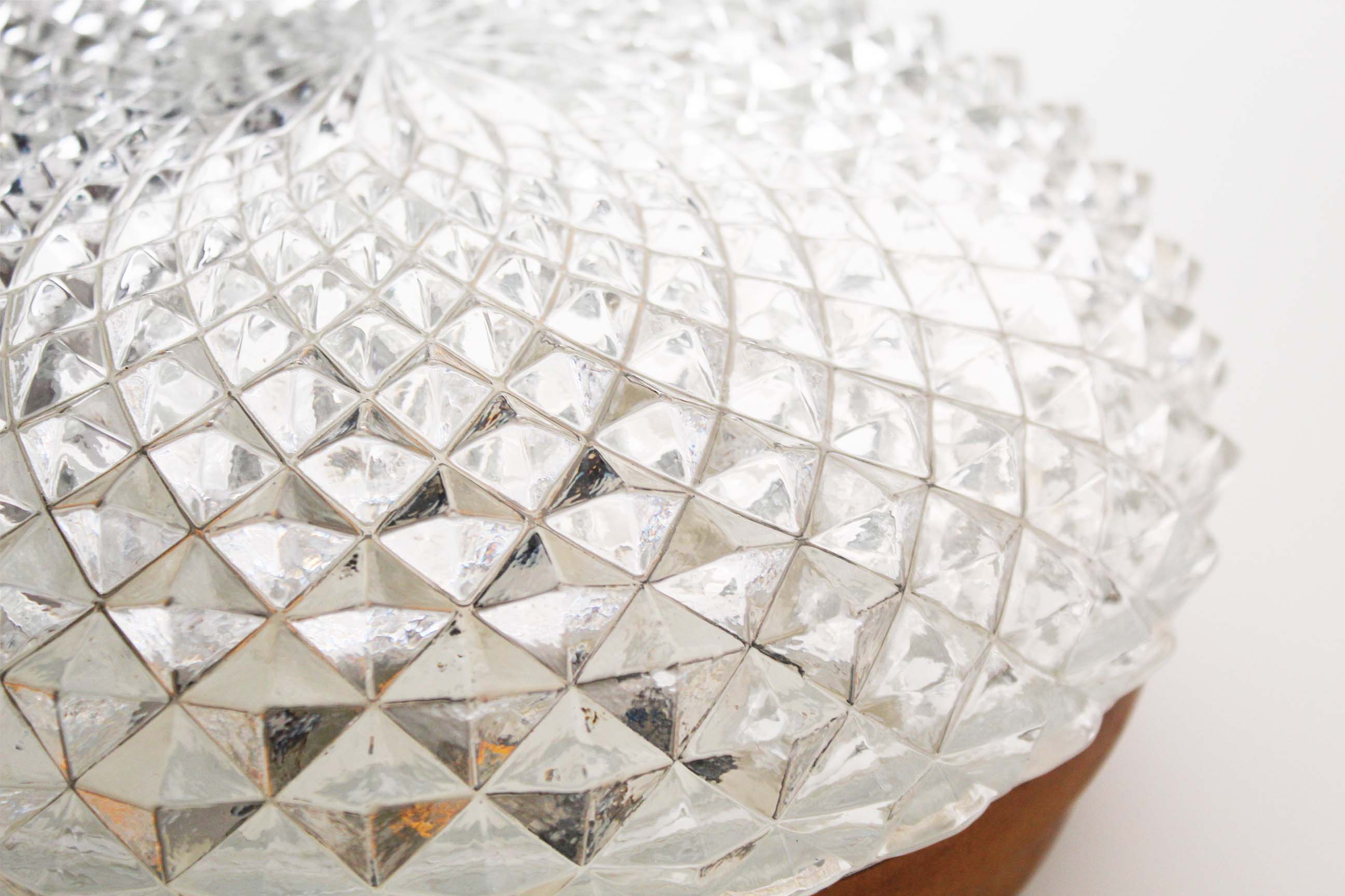 1970's Heavy round crystal glass wall sconce by Massive Belgium