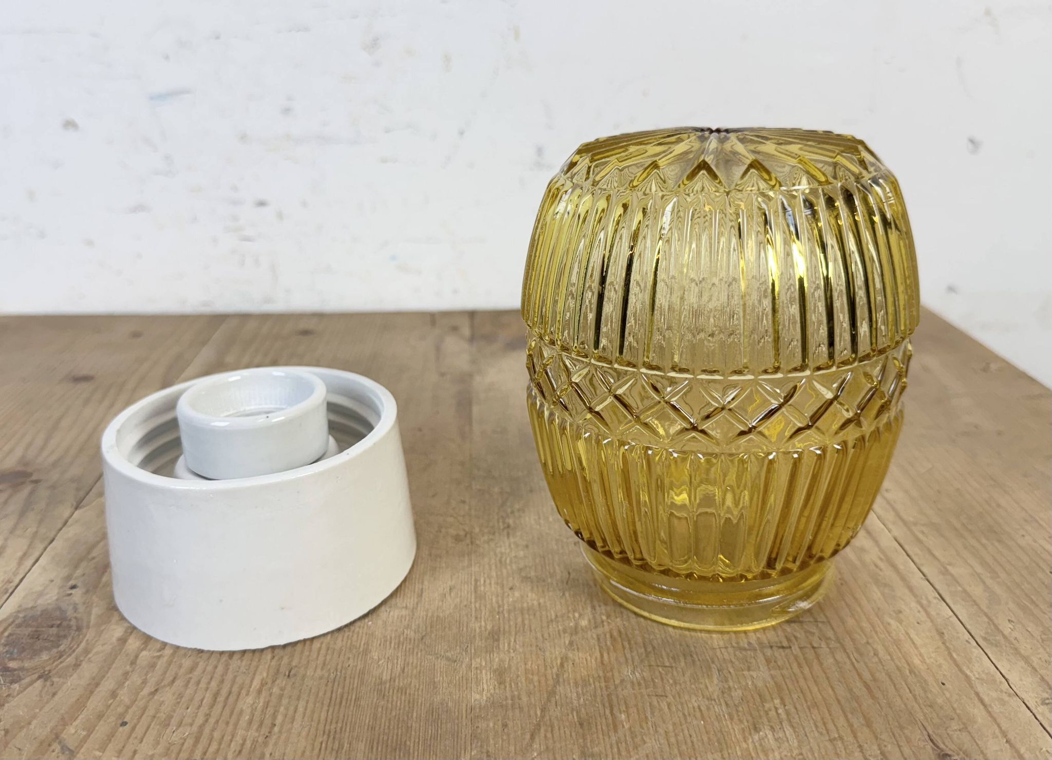 Vintage White Porcelain Ceiling Light, 1970s