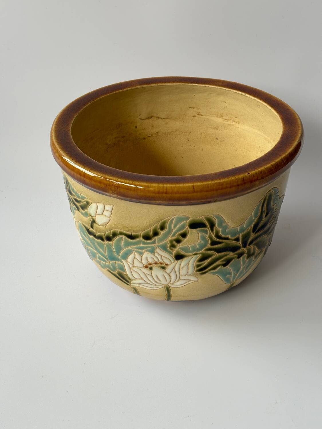 Old glazed ceramic cache pot