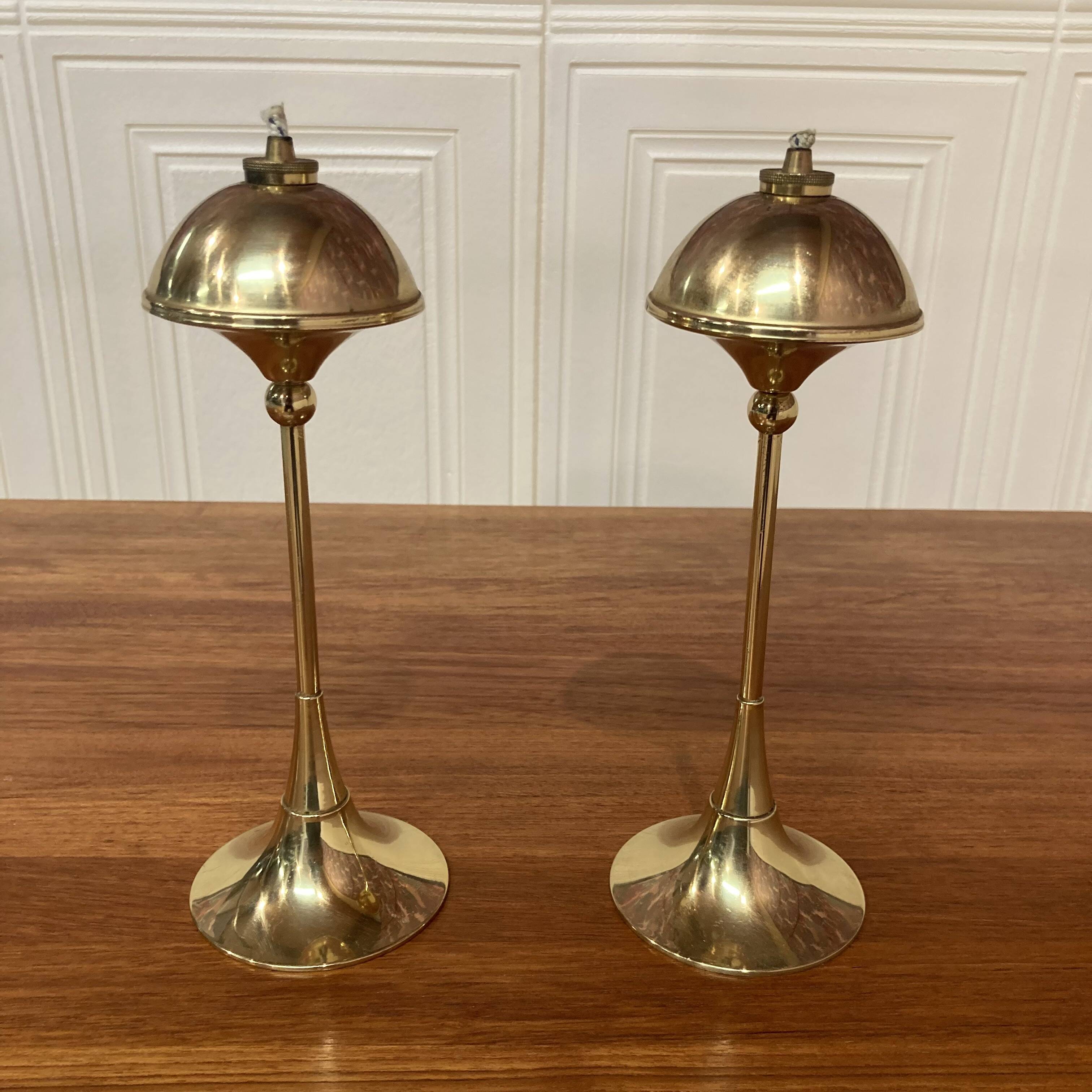 Pair of 1960s Scandinavian design oil lamps.