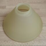 French Mid Century Colored Glass Hanging Shade With Gold Metal Rim 2