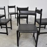Set of 6 brutalist dining chairs by Emiel Veranneman for Decoene, 1970s