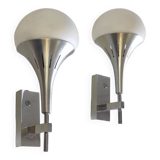 Appliques tulipes en métal et verre - années 60/70