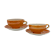 Two old tea cups in fine porcelain with iridescent cover, China, signed - XXth