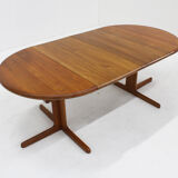 Vintage Danish round extendable dining table solid teak 1960s