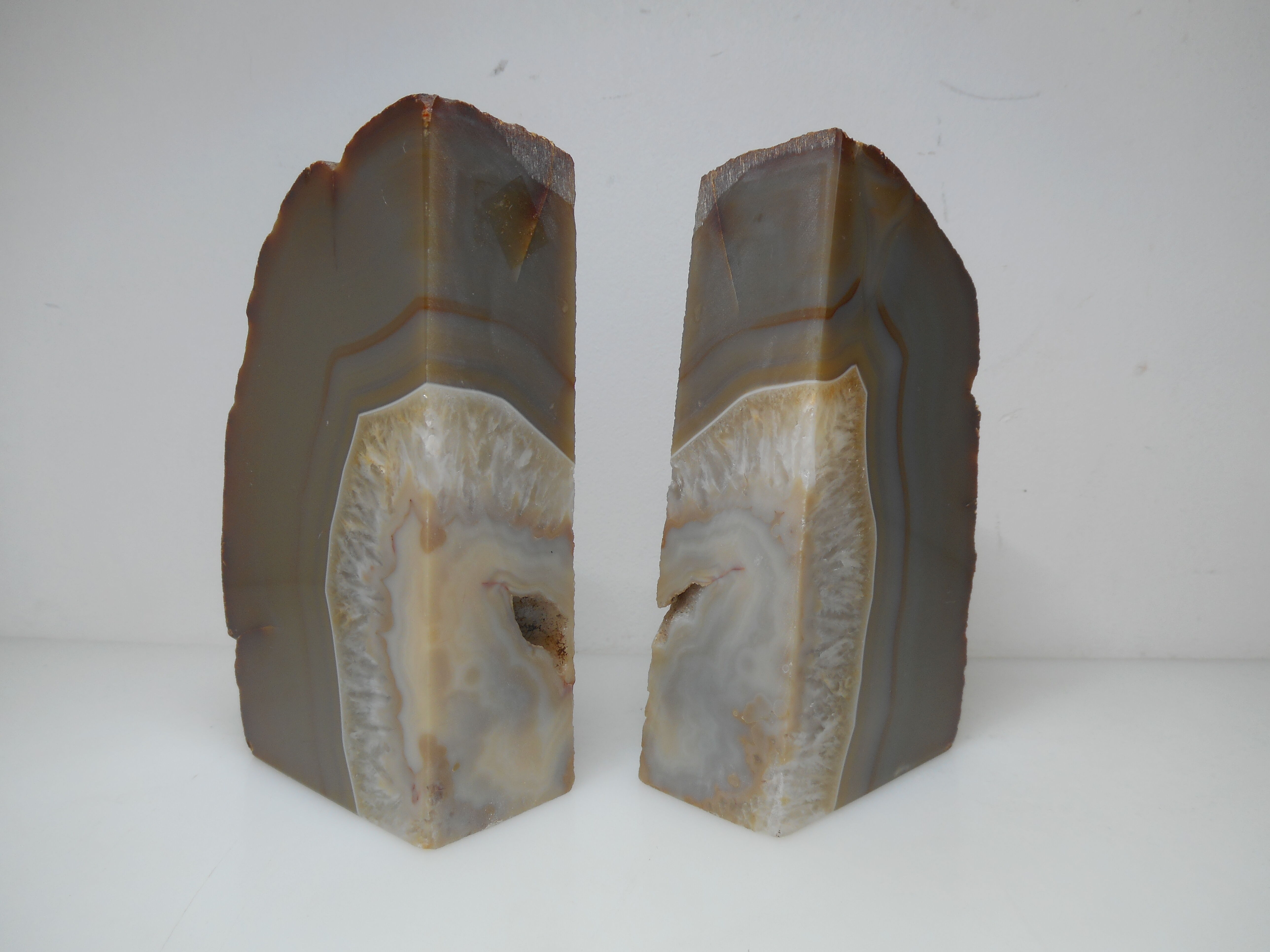 Paire de serre livres en agate bleue