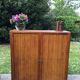 Low cupboard / curtain 1950 vintage blond oak buffet