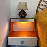 Duo of illuminated bedside tables from the 1970s