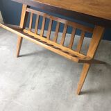 Coffee table, magazine rack with compass feet