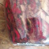 Vase in gold and red opaline
