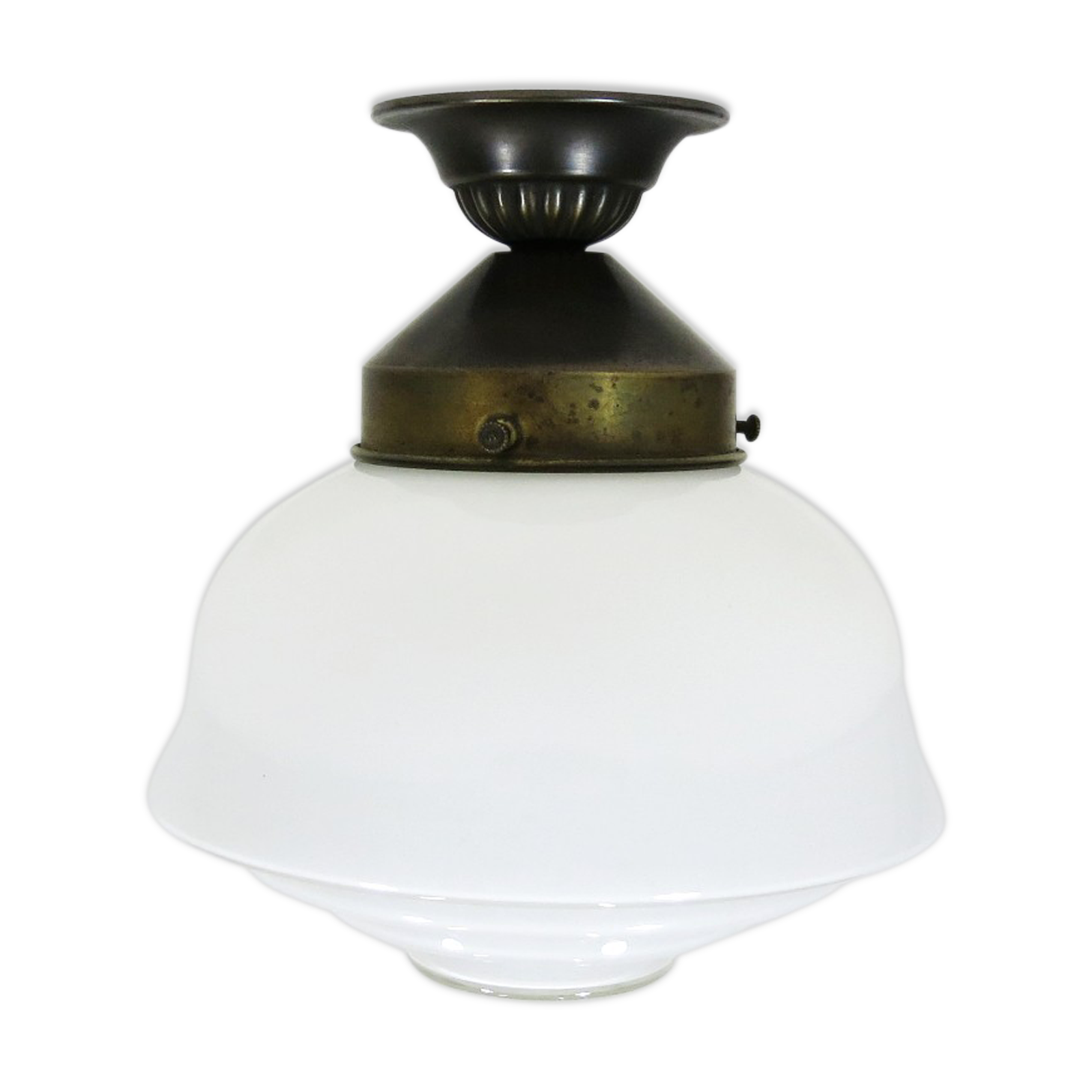 Stairs lamp in Art Deco style with opaline glass and brass