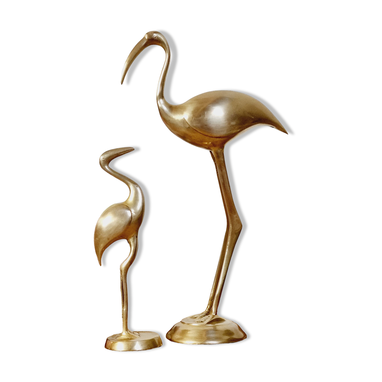 2 ibis in golden brass