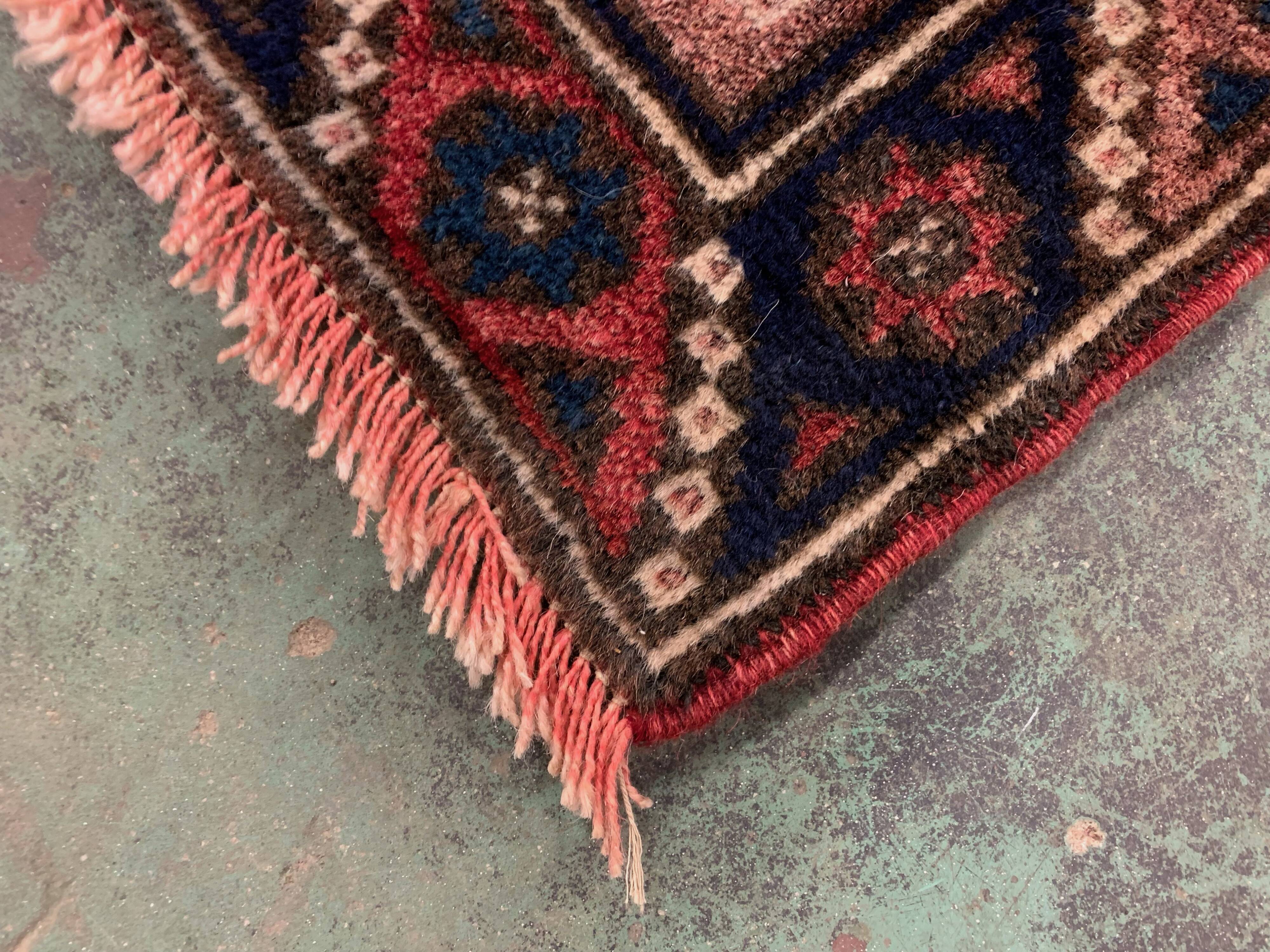 Vintage Turkish Tribal Rug veg dye 220x132 cm Turkish Carpet Red, Blue, Green