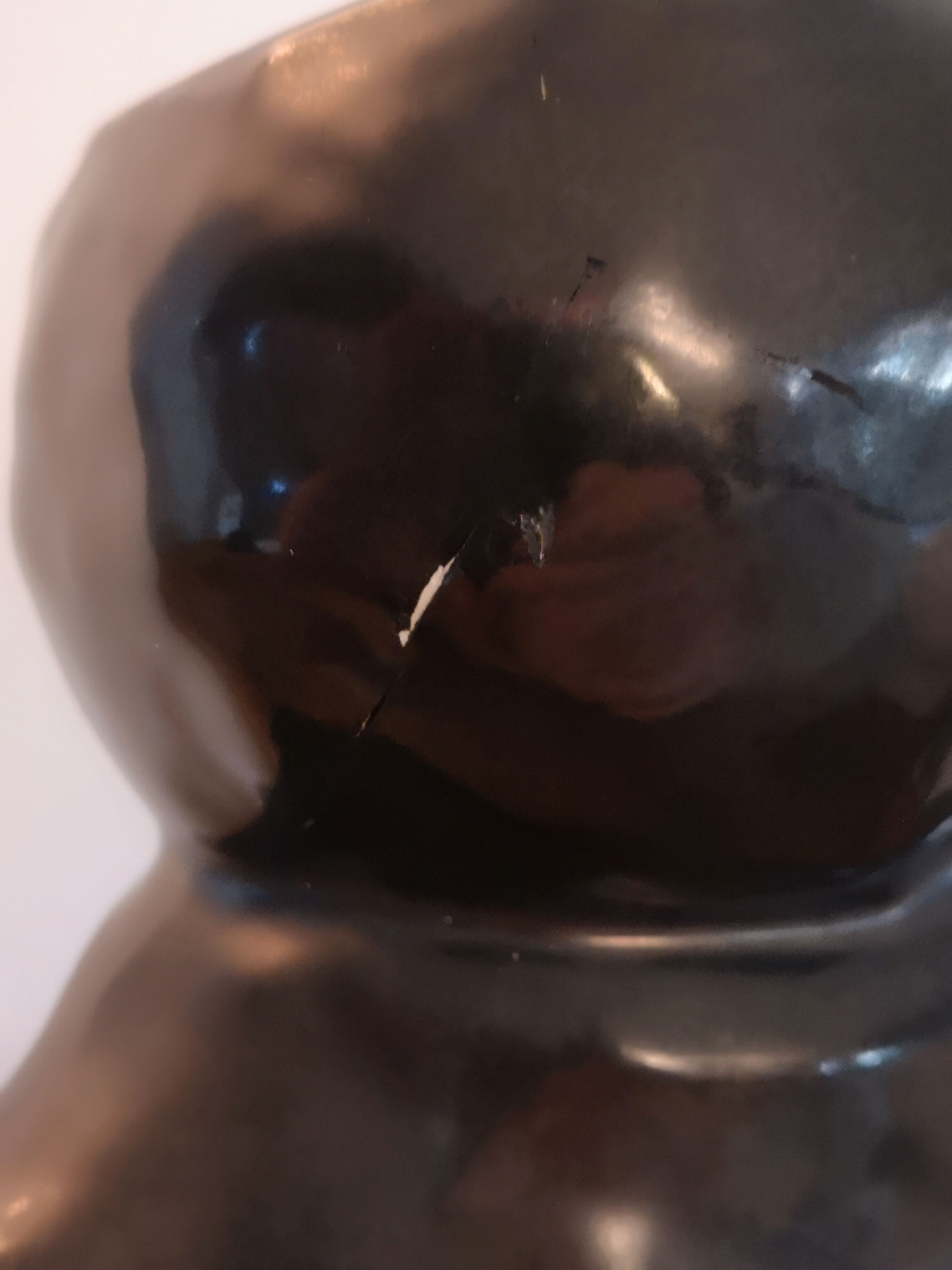 Black enamel ceramic pitcher , signed Raymond camard 1950