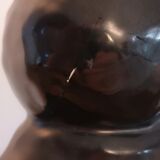 Black enamel ceramic pitcher , signed Raymond camard 1950