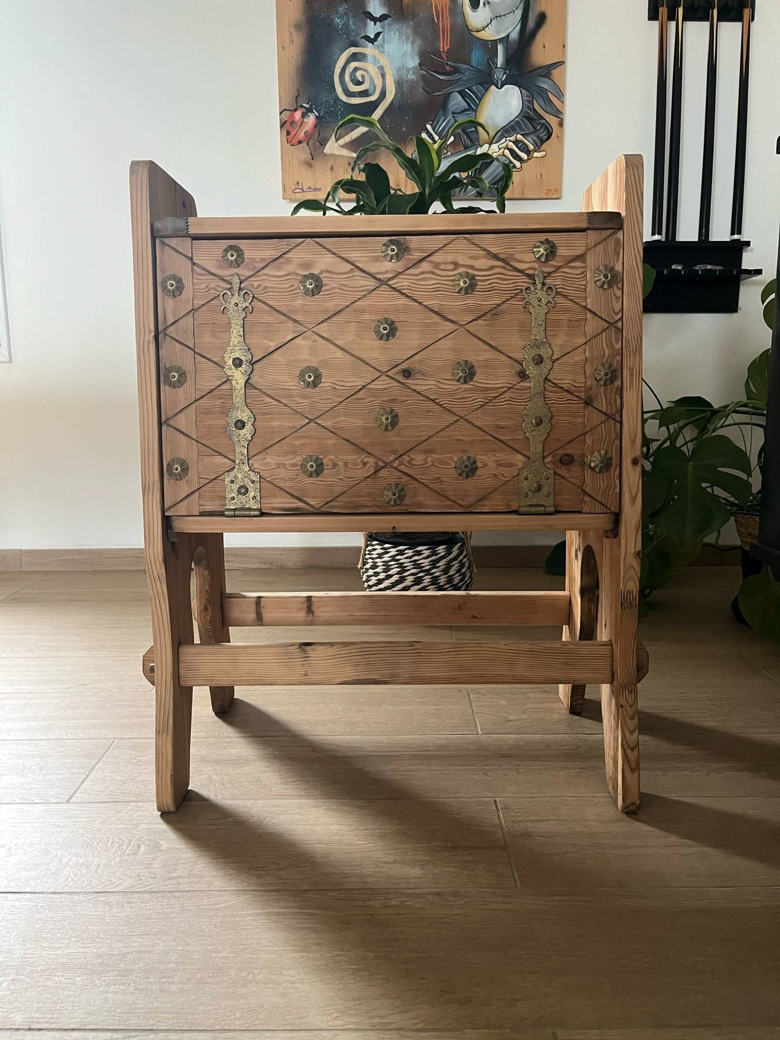 Bar Cocktail in Pine and Wrought Iron, Spain, 1960s