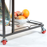 Serving Trolley In Metal And Smoked Glass, Czechoslovakia 1970s
