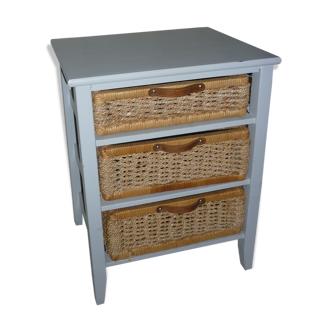 Wooden dresser 3 wicker drawers