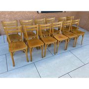 Suite de 12 chaises de Bistrot N 19 Baumann 1960