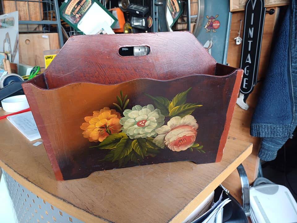 Beautiful vintage wooden magazine rack