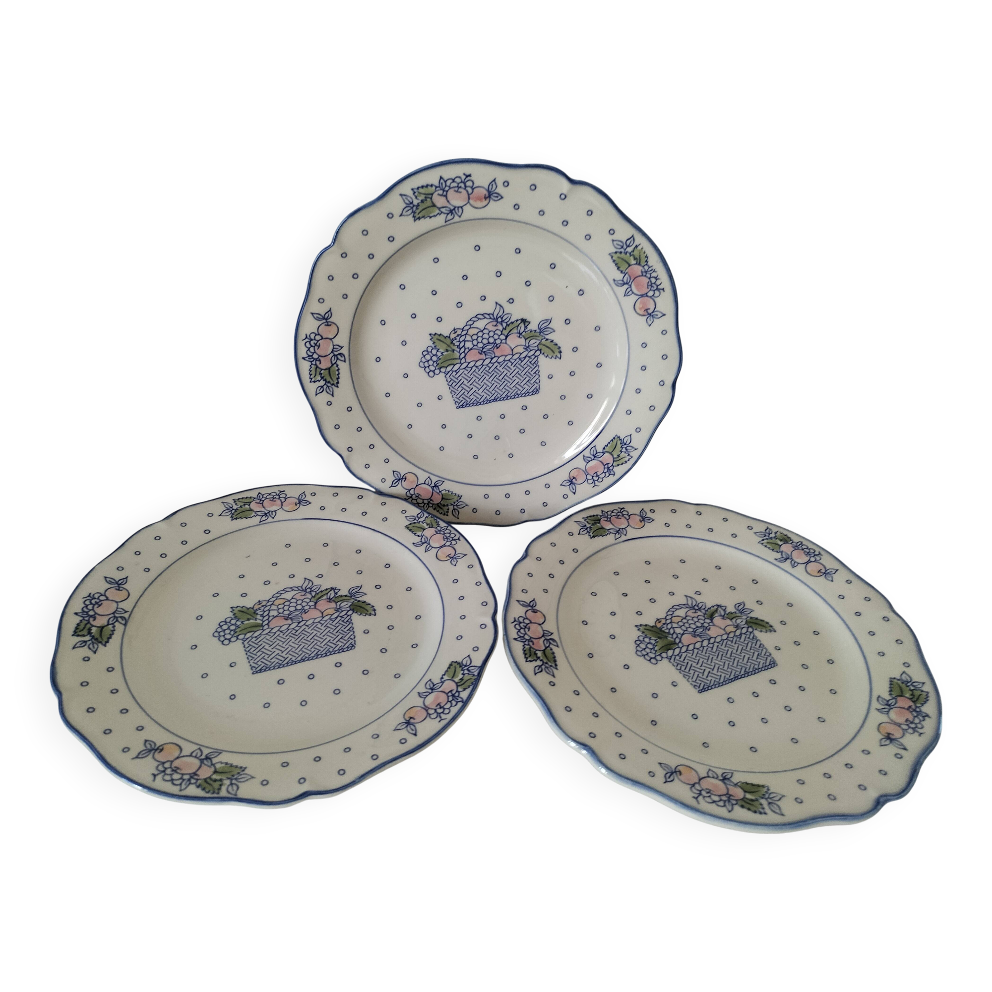 Trio of Gien dinner plates – “Marie Pierre Boitard” model
