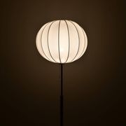 Mid-century floor lamp in brass and oak by Falkenbergs Belysning, Sweden, 1960s.