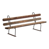 Banc ancien en fer et bois de pin – Europe centrale, vers 1920