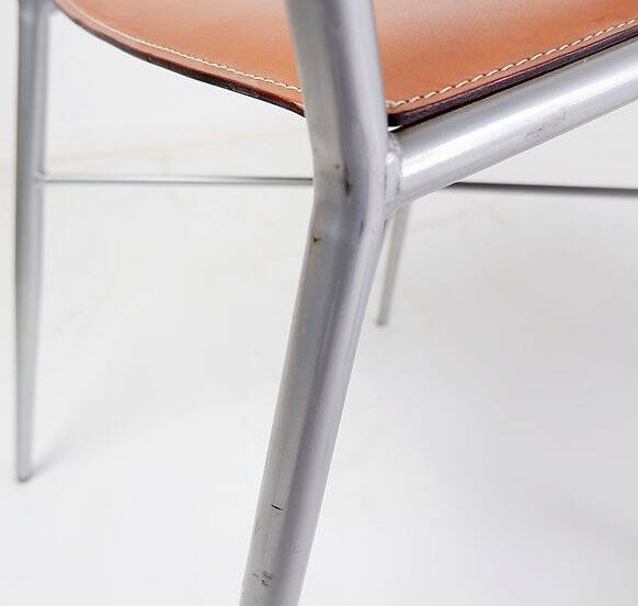 Set of 6 of italian vintage Arrben dining chairs, 1980s - Cognac Leather