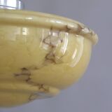 Suspension Art Déco, lampe suspendue avec abat-jour en verre beige et suspension chromée - vers 1930-1940