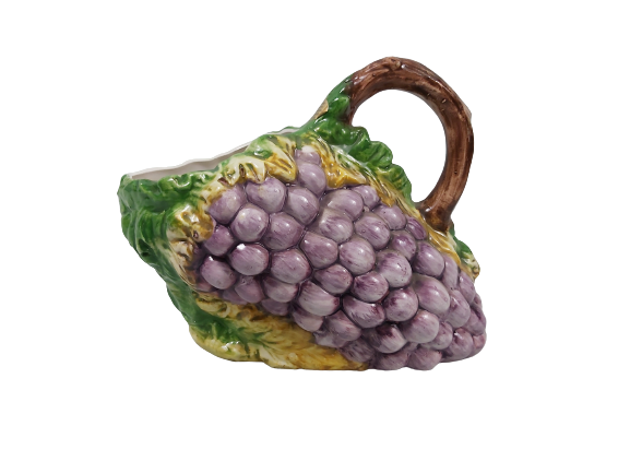 Pichet raisins en faïence peint main