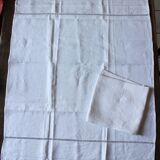 A batch of 2 White Checkered Napkins Monograms M M