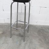 Tabouret 1960 chrome et skaï noir h82.5cm
