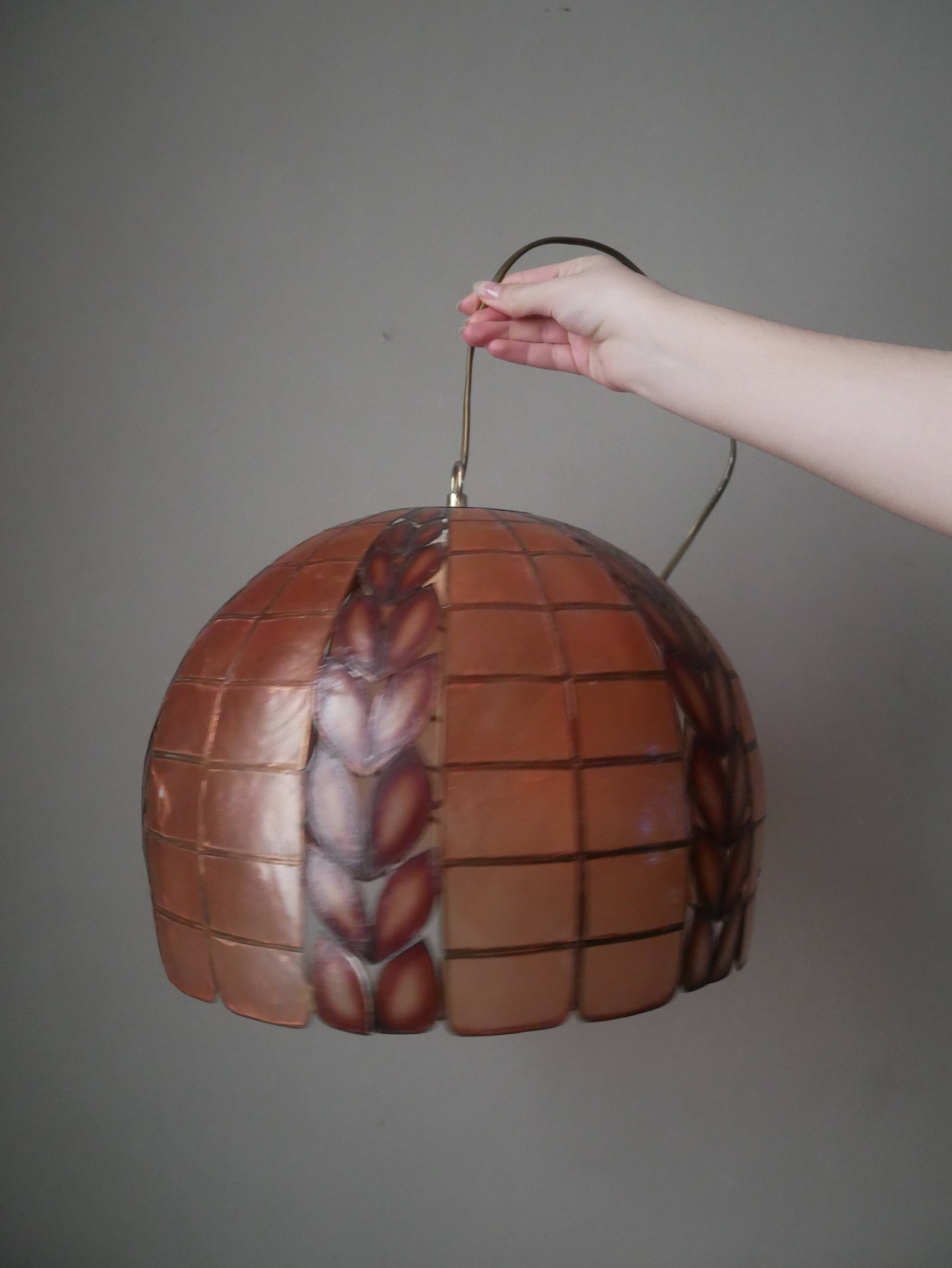 Mother-of-pearl brass pendant chandelier, bohemian country decoration, handcrafted