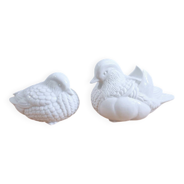 Paire de canards mandarins en porcelaine John Jenkins
