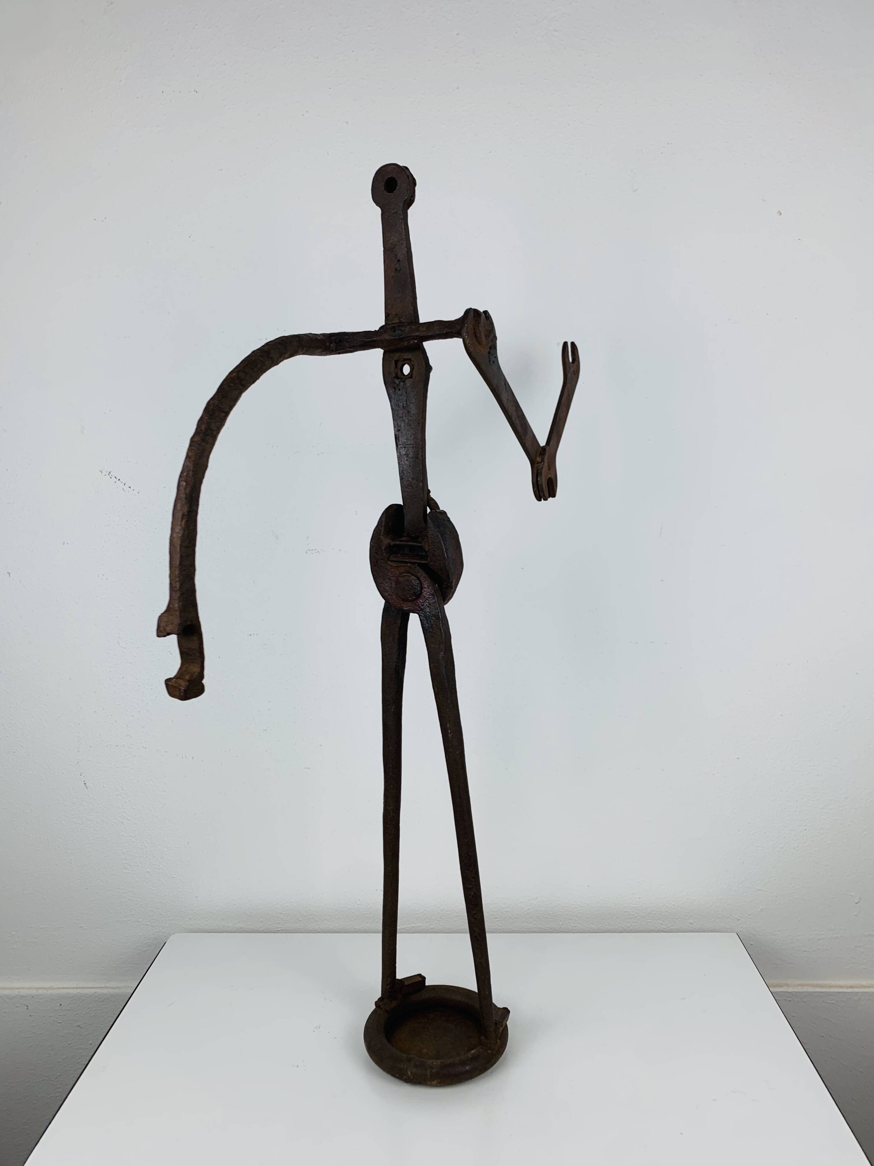 Brutalist sculpture in wrought iron, folk art