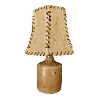 Lampe céramique pyrite, câble tissu neuf 2 M, abat-jour années 70