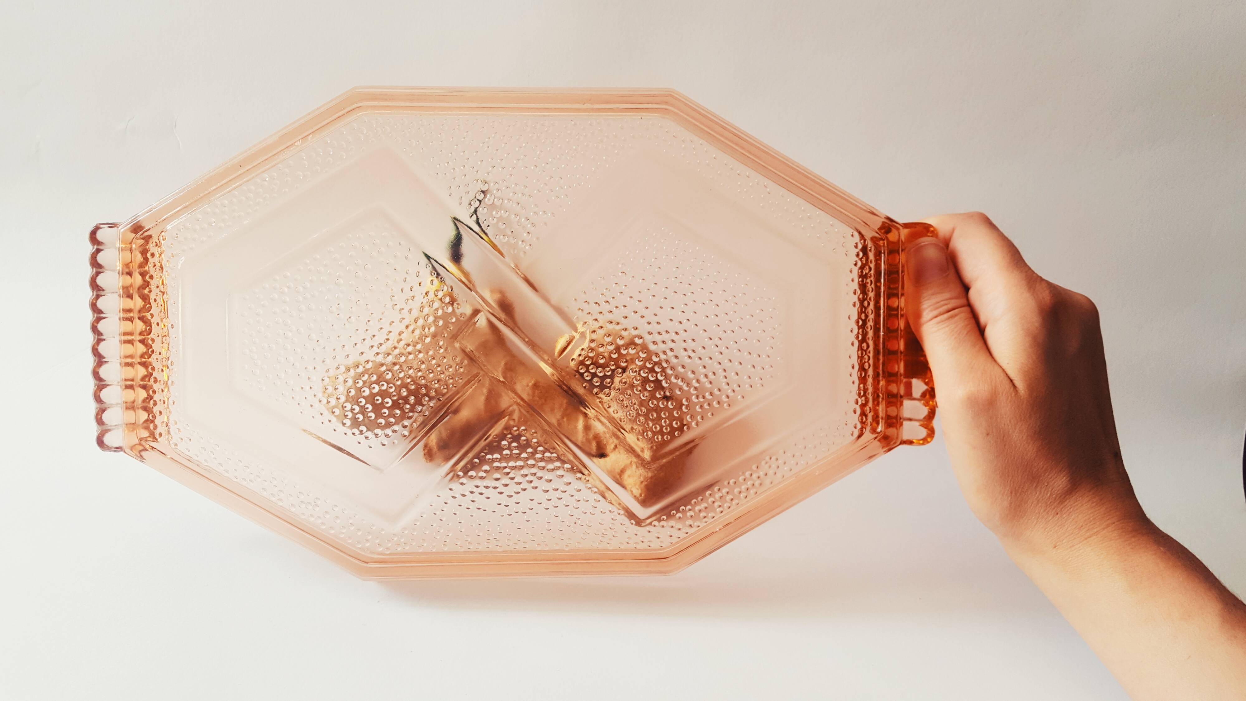 Trio of grapefruit glass trays