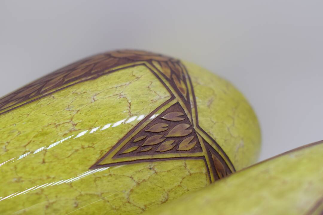 Set 2 Rare Vase Ovoïde signé F-T Legras Pare de verre Art deco 1930