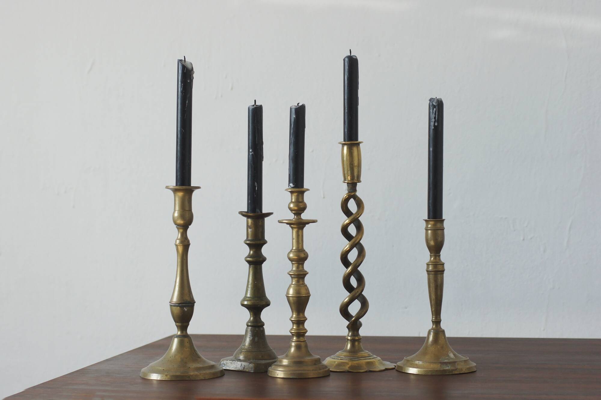 Vintage Brass Candlesticks, 1960s, Set of 5